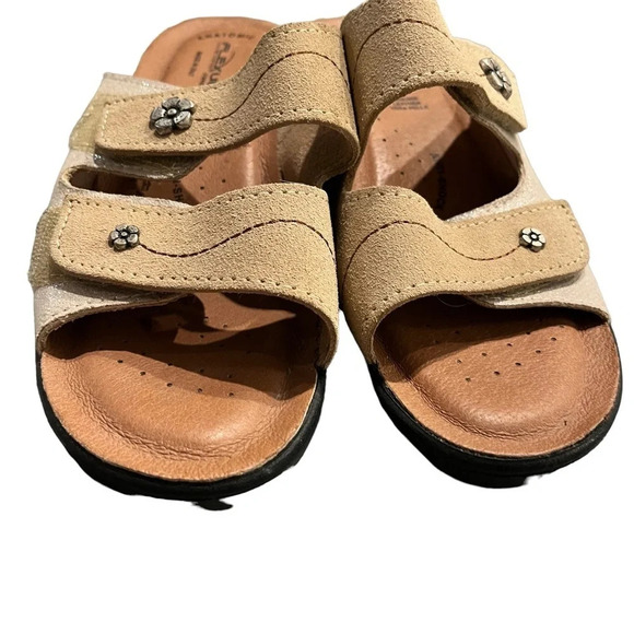 NWOB Flexus Spring Step Anatomic Beige Suede Leather Sandals Glitter Italy 8 - Picture 7 of 12